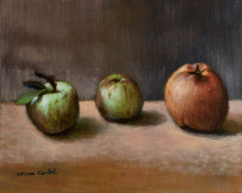 Zeitgenössisches Werk mit dem Titel « trio aux pommes », Erstellt von CORINNE QUIBEL