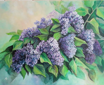 Zeitgenössisches Werk mit dem Titel « Branche de lilas », Erstellt von ALEKSANDRA