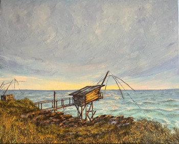 Zeitgenössisches Werk mit dem Titel « Pécherie corniche du Porteau -PORNIC », Erstellt von NADYA RIGAILL