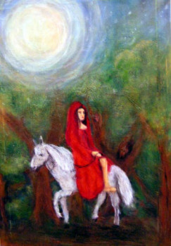 Zeitgenössisches Werk mit dem Titel « La grande au chaperon rouge. », Erstellt von MITRA SHAHKAR