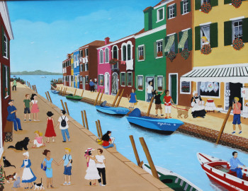 Zeitgenössisches Werk mit dem Titel « VOYAGE EN ITALIE - BURANO », Erstellt von MARTINE CLOUET