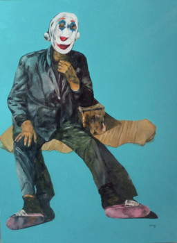 Zeitgenössisches Werk mit dem Titel « Pauvre Joker », Erstellt von AZZEDDIN DOUKKARI