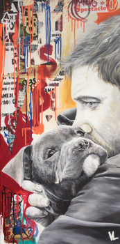 Zeitgenössisches Werk mit dem Titel « Tendresse canine », Erstellt von VAL ESCOUBET