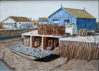 Zeitgenössisches Werk mit dem Titel « Cabanes ostréicoles 2 », Erstellt von DIDIER SITAUD