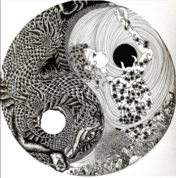 Zeitgenössisches Werk mit dem Titel « Yin et Yang », Erstellt von LYRIAHNA