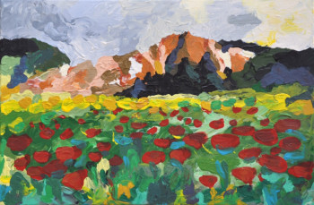 Zeitgenössisches Werk mit dem Titel « Coquelicots des Alpilles @philippine_paintings », Erstellt von PHILIPPINE FRANC