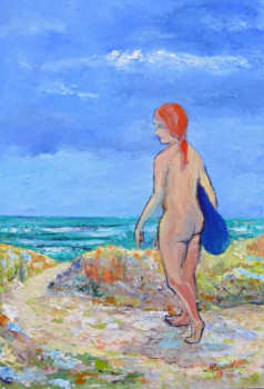 Zeitgenössisches Werk mit dem Titel « Vers la plage », Erstellt von MICHEL HAMELIN