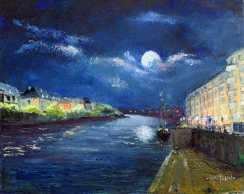 Zeitgenössisches Werk mit dem Titel « Pleine lune au Cap Horn à Quimper », Erstellt von MICHEL HAMELIN