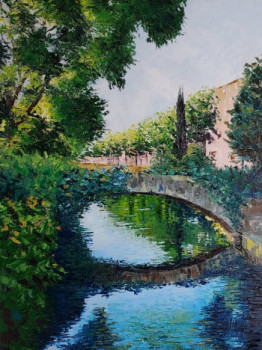 Zeitgenössisches Werk mit dem Titel « Un pont Avenue de la Libération à L'Isle sur la Sorgue », Erstellt von NOëLLE HUIN