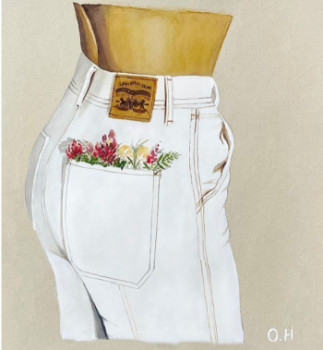 Zeitgenössisches Werk mit dem Titel « The White Jean Levi’s », Erstellt von O.H