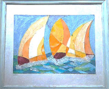 Zeitgenössisches Werk mit dem Titel « Régate de voiles », Erstellt von GINNA