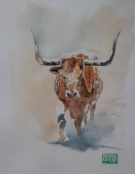 Zeitgenössisches Werk mit dem Titel « Longhorn- Camargue », Erstellt von PACO