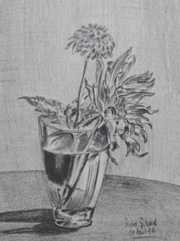 Zeitgenössisches Werk mit dem Titel « Fleurs dans un verre. », Erstellt von DIDIER SITAUD