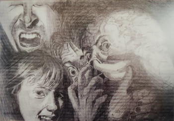 Zeitgenössisches Werk mit dem Titel « Grimaces au Bourg dHerm. », Erstellt von DIDIER SITAUD