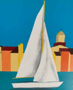 Zeitgenössisches Werk mit dem Titel « St tropez », Erstellt von ST JUIN DE BRUNEVAL