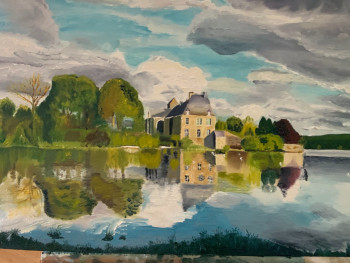 Zeitgenössisches Werk mit dem Titel « L’abbaye de Paimpont   dans ses reflets », Erstellt von CHRISTIAN FATOUX