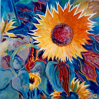 Zeitgenössisches Werk mit dem Titel « Tournesols fin d été », Erstellt von PIERRE-YVES QUEMENER