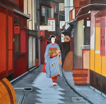 Zeitgenössisches Werk mit dem Titel « De bonne heure dans le quartier de Gion,Kyoto », Erstellt von FABRICE DURIEUX