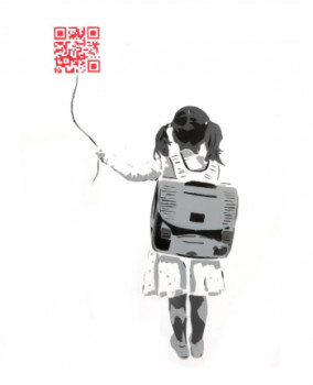 Zeitgenössisches Werk mit dem Titel « Little girl with QR code », Erstellt von CHARLOTTE PARENTEAU-DENOEL