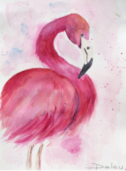 Zeitgenössisches Werk mit dem Titel « Flamant rose », Erstellt von PATRICIA DELEY