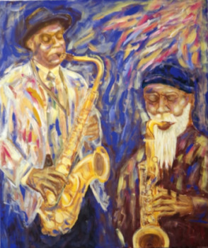 Zeitgenössisches Werk mit dem Titel « Duo de sax », Erstellt von POMMEZ