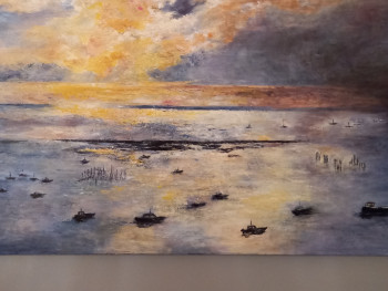 Zeitgenössisches Werk mit dem Titel « lumiere du soir sur le bassin 2 », Erstellt von BRIGITTE PERNOT