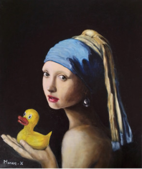 Zeitgenössisches Werk mit dem Titel « La jeune fille au canard de bain », Erstellt von XAVIER MARCQ