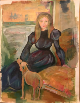 Zeitgenössisches Werk mit dem Titel « Femme au chien », Erstellt von TEDA