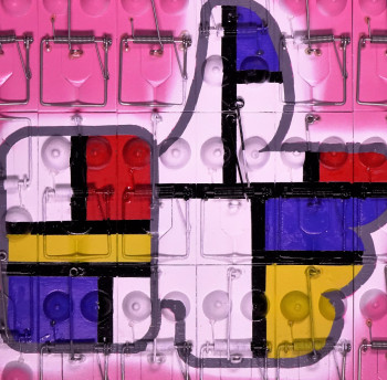 Zeitgenössisches Werk mit dem Titel « C'est un spécifique 'Like" en Mondrian et servi en "Pink" », Erstellt von GLITCHMINISTER