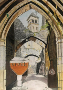 Zeitgenössisches Werk mit dem Titel « L'abbaye Notre-Dame d'Orval », Erstellt von PIRDESSINS