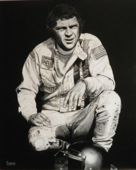 Zeitgenössisches Werk mit dem Titel « STEVE MCQUEEN LE MANS », Erstellt von RICHY WAM K