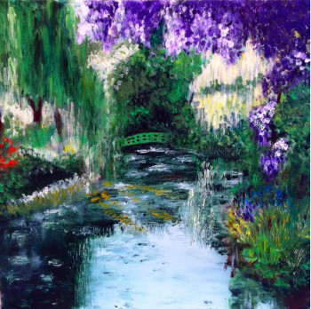 Zeitgenössisches Werk mit dem Titel « Le pont du jardin d eau à Giverny », Erstellt von PATRICIA DELEY