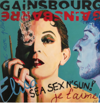 Zeitgenössisches Werk mit dem Titel « Gainsbourg versus Gainsbarre », Erstellt von M.PAK