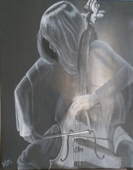 Zeitgenössisches Werk mit dem Titel « Violoncelliste. », Erstellt von DOMI