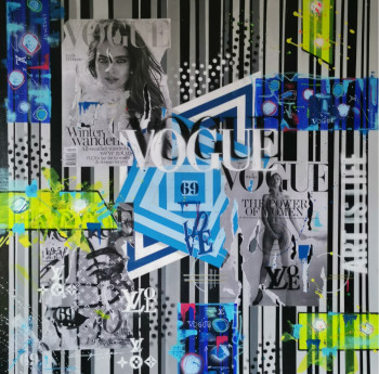 Zeitgenössisches Werk mit dem Titel « VOGUE BLUE », Erstellt von CRAZYART DOMINIQUE DOERR