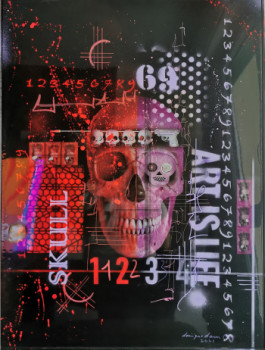 Zeitgenössisches Werk mit dem Titel « SKULL RED », Erstellt von CRAZYART DOMINIQUE DOERR