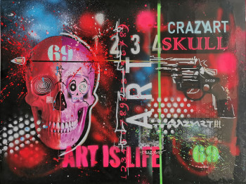 Zeitgenössisches Werk mit dem Titel « REVOLVER SKULL », Erstellt von CRAZYART DOMINIQUE DOERR