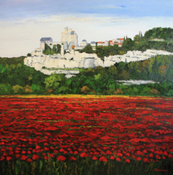 Zeitgenössisches Werk mit dem Titel « Coquelicots à Beynac », Erstellt von JEAN-FRANçOIS CLEMENCEAU