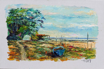 Zeitgenössisches Werk mit dem Titel « Arcachon, la pointe du lapin blanc », Erstellt von MICHEL HAMELIN