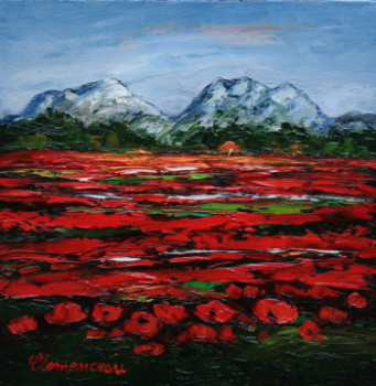 Zeitgenössisches Werk mit dem Titel « Coquelicots dans les Alpilles », Erstellt von JEAN-FRANçOIS CLEMENCEAU