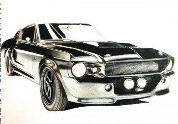 Zeitgenössisches Werk mit dem Titel « Ford Mustang », Erstellt von PIRDESSINS