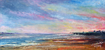 Zeitgenössisches Werk mit dem Titel « Arcachon , soleil levant sur Eyrac », Erstellt von MICHEL HAMELIN