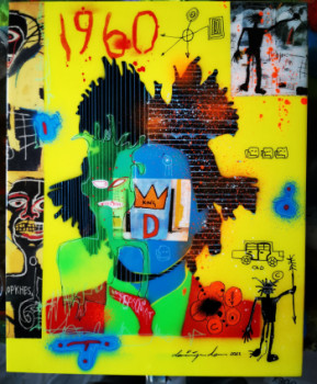 Zeitgenössisches Werk mit dem Titel « BASQUIAT COLORS », Erstellt von CRAZYART DOMINIQUE DOERR