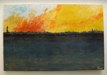 Zeitgenössisches Werk mit dem Titel « Bordeaux sous les flammes 1 », Erstellt von PIERRE JOSEPH