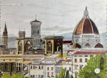 Zeitgenössisches Werk mit dem Titel « Vue de Florence », Erstellt von PIRDESSINS