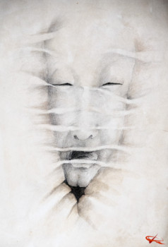 Zeitgenössisches Werk mit dem Titel « ULULATO (crayon graphite et lavis) », Erstellt von VERENE QUADRANTI