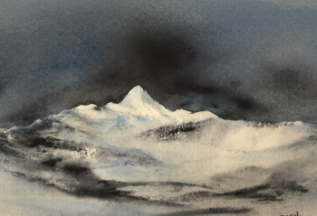 Zeitgenössisches Werk mit dem Titel « Hiver en montagne », Erstellt von MARIEF