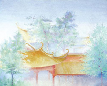 Zeitgenössisches Werk mit dem Titel « Temple bouddhiste de Xiamen », Erstellt von MARTHE BRILMAN