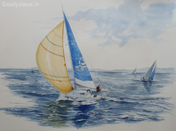 Zeitgenössisches Werk mit dem Titel « Solitaire du Figaro », Erstellt von NELLY SIMON