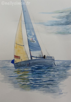 Zeitgenössisches Werk mit dem Titel « Solitaire du figaro 2 », Erstellt von NELLY SIMON